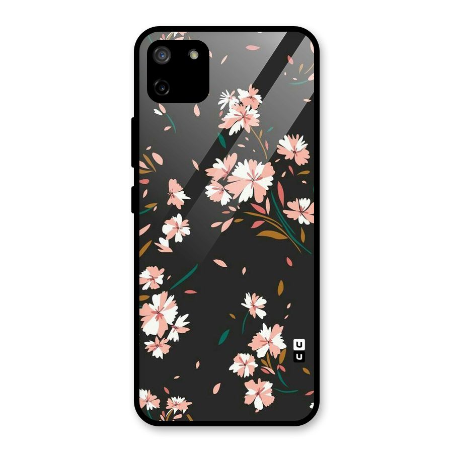 Floral Petals Peach Glass Back Case for Realme C11