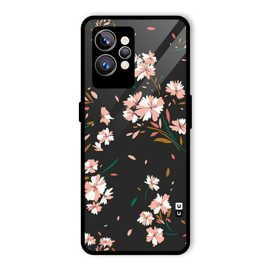 Floral Petals Peach Glass Back Case for Realme GT2 Pro