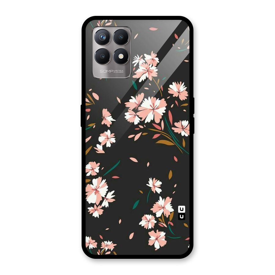 Floral Petals Peach Glass Back Case for Realme Narzo 50