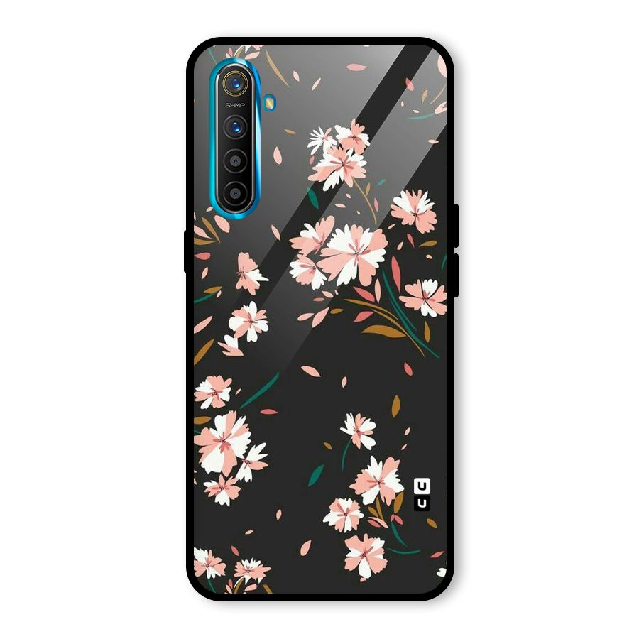Floral Petals Peach Glass Back Case for Realme XT