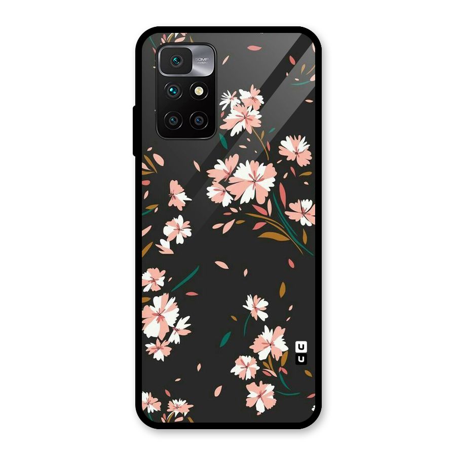 Floral Petals Peach Glass Back Case for Redmi 10 Prime