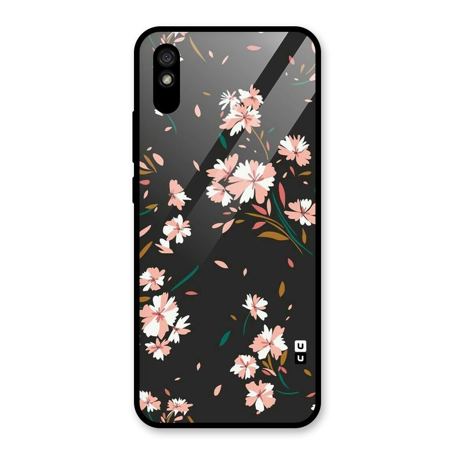 Floral Petals Peach Glass Back Case for Redmi 9A