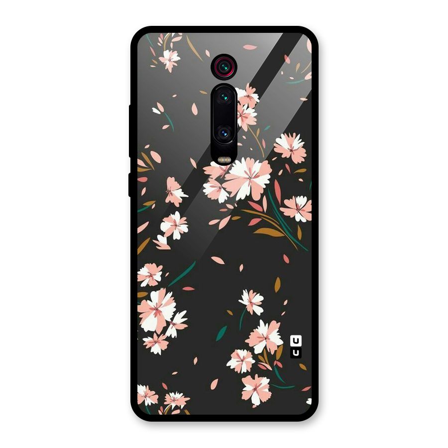 Floral Petals Peach Glass Back Case for Redmi K20 Pro