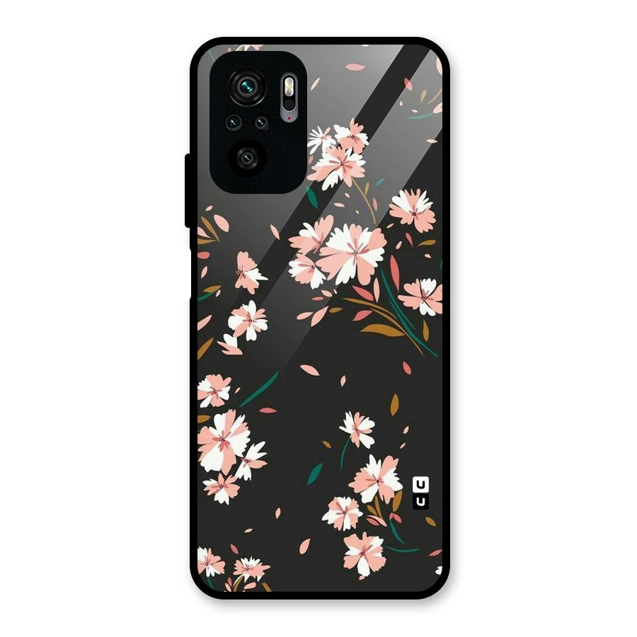 Floral Petals Peach Glass Back Case for Redmi Note 10S