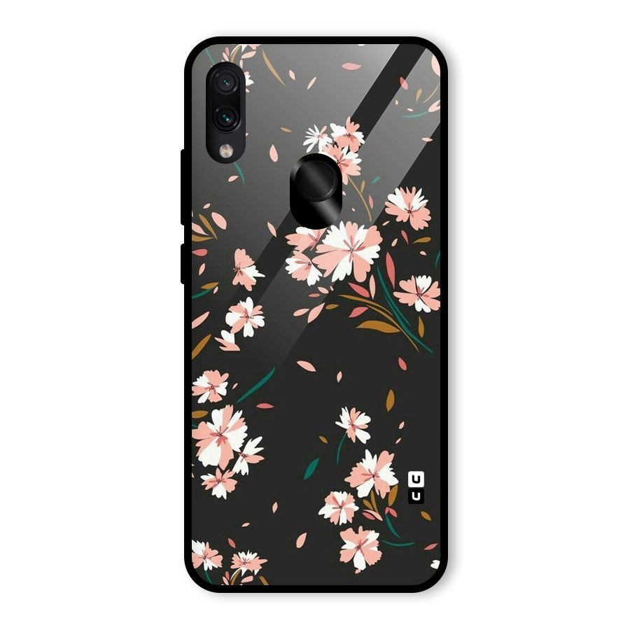 Floral Petals Peach Glass Back Case for Redmi Note 7S