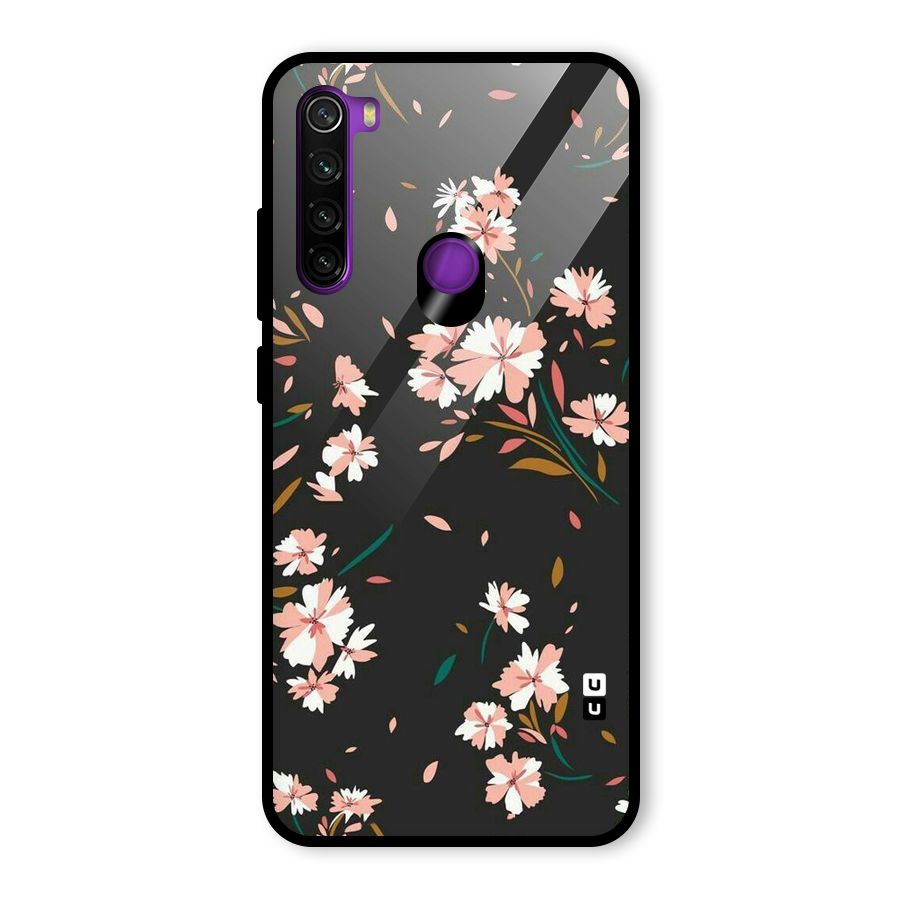 Floral Petals Peach Glass Back Case for Redmi Note 8