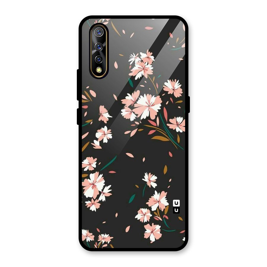 Floral Petals Peach Glass Back Case for Vivo S1