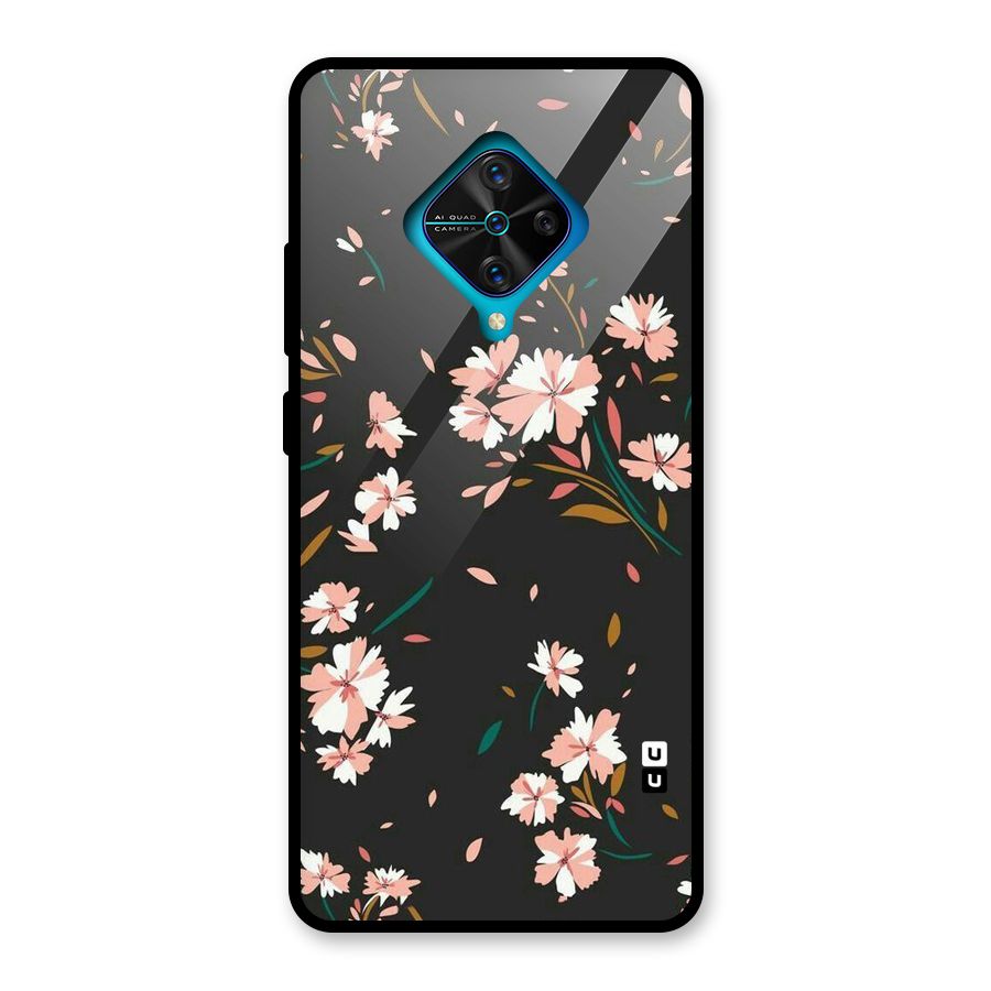 Floral Petals Peach Glass Back Case for Vivo S1 Pro