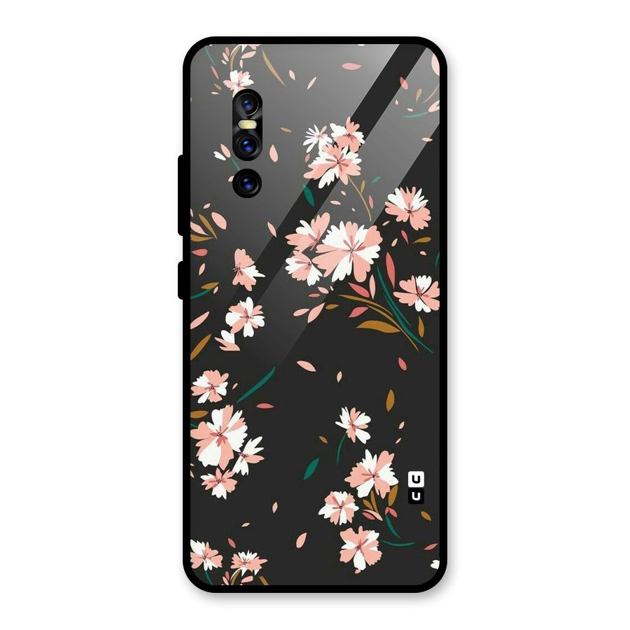 Floral Petals Peach Glass Back Case for Vivo V15 Pro