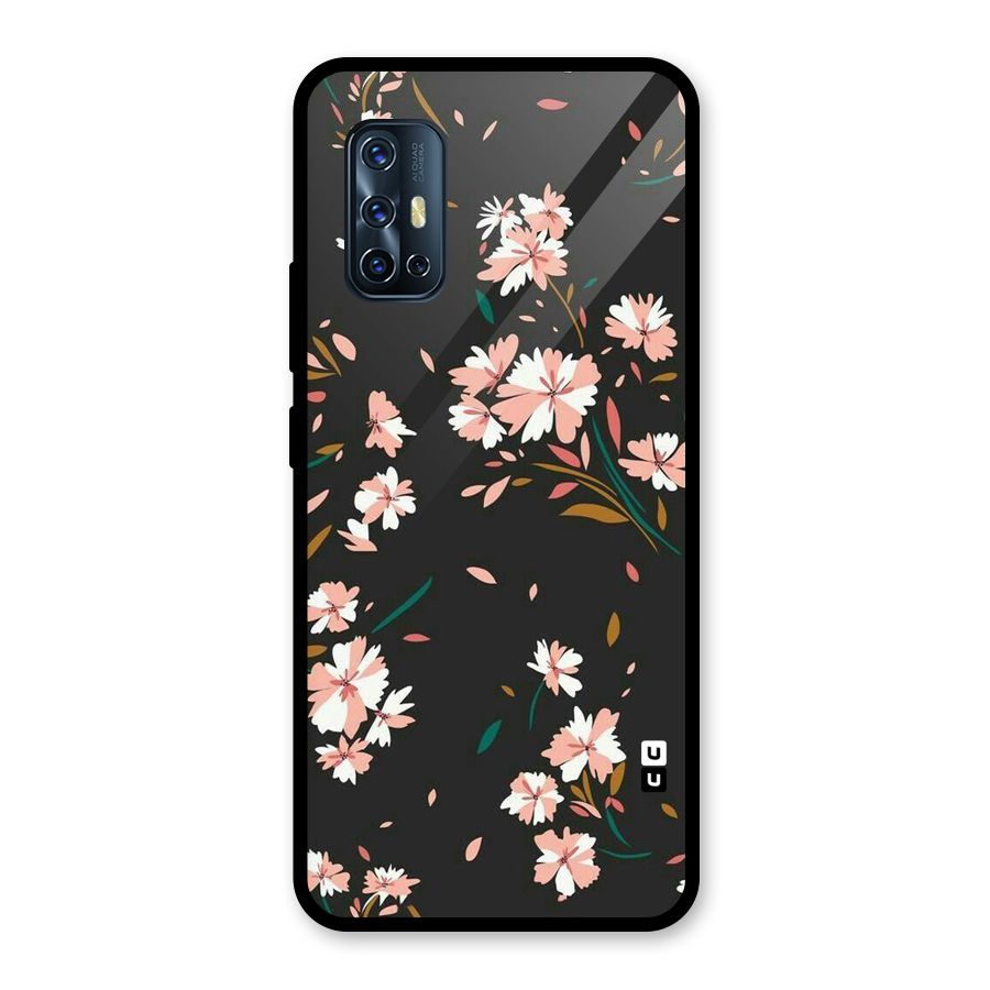 Floral Petals Peach Glass Back Case for Vivo V17