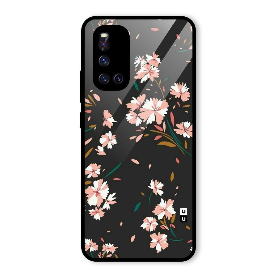 Floral Petals Peach Glass Back Case for Vivo V19