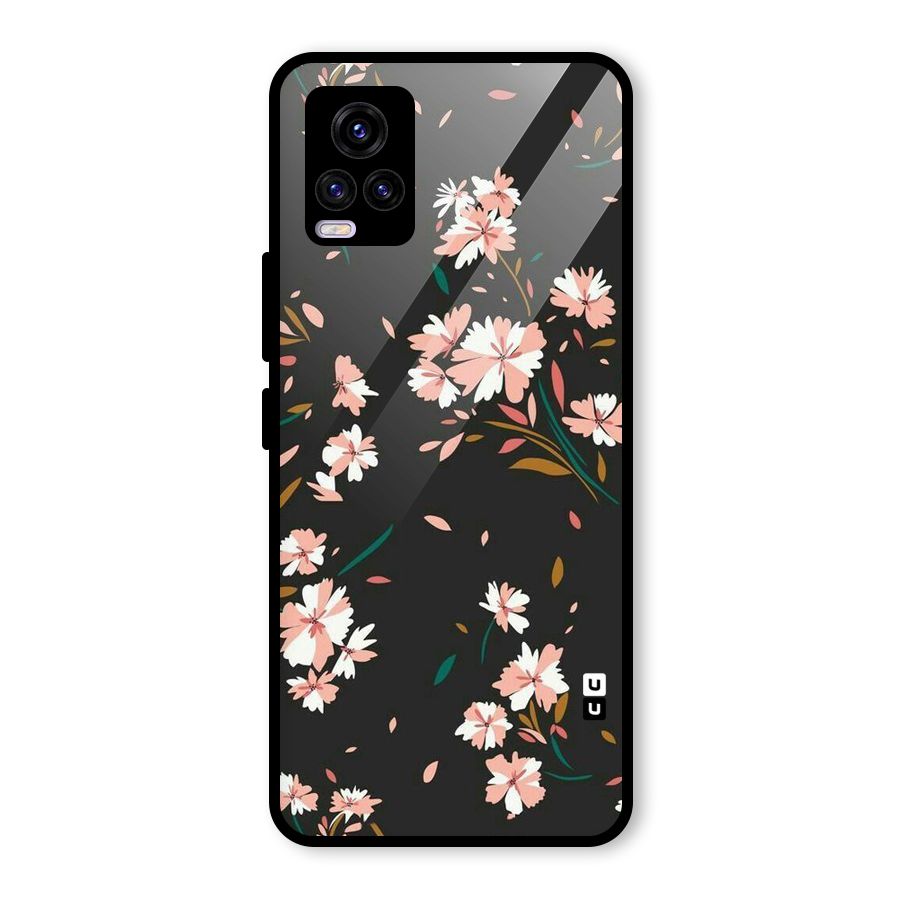 Floral Petals Peach Glass Back Case for Vivo V20