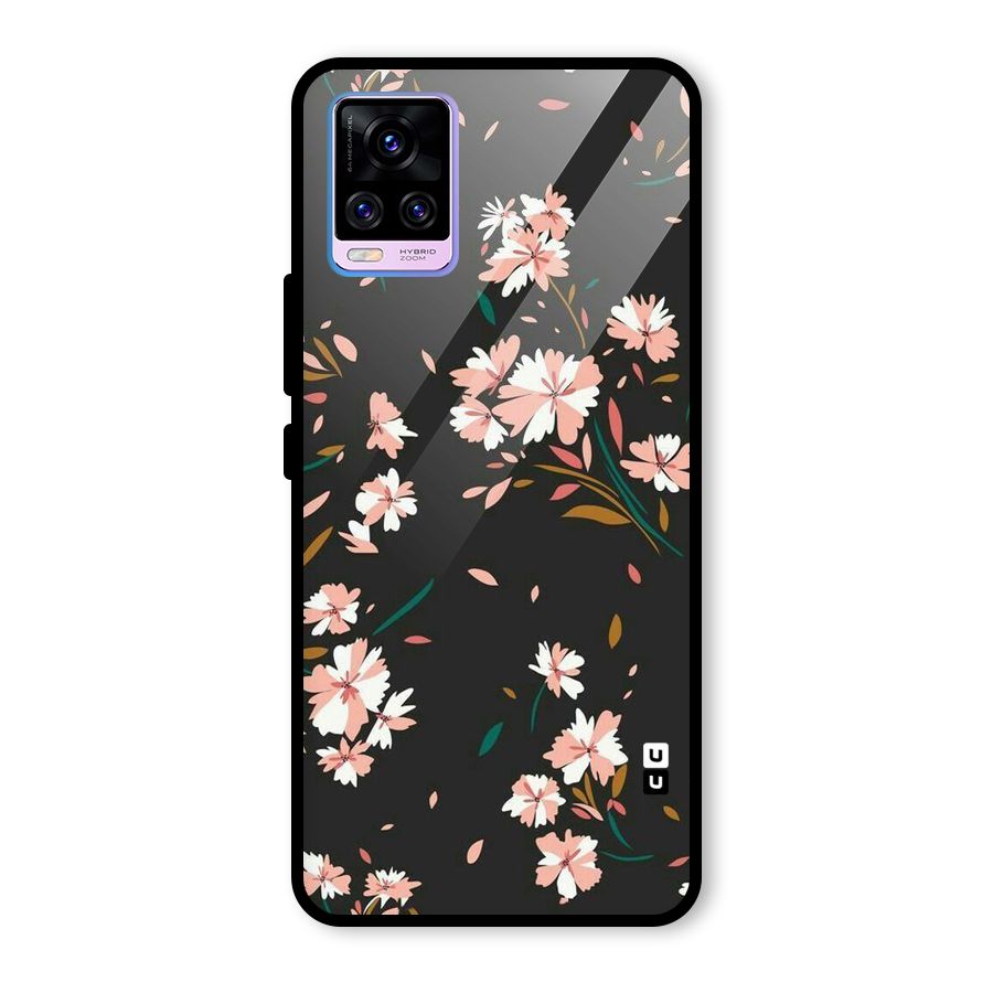 Floral Petals Peach Glass Back Case for Vivo V20 Pro