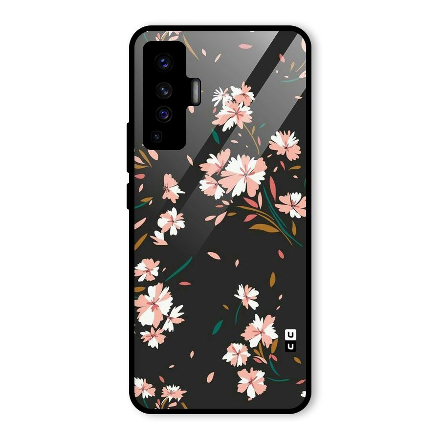 Floral Petals Peach Glass Back Case for Vivo X50