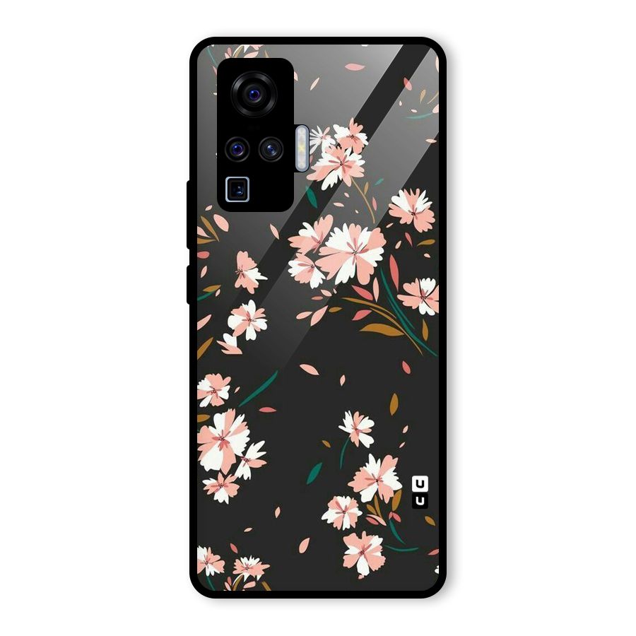 Floral Petals Peach Glass Back Case for Vivo X50 Pro