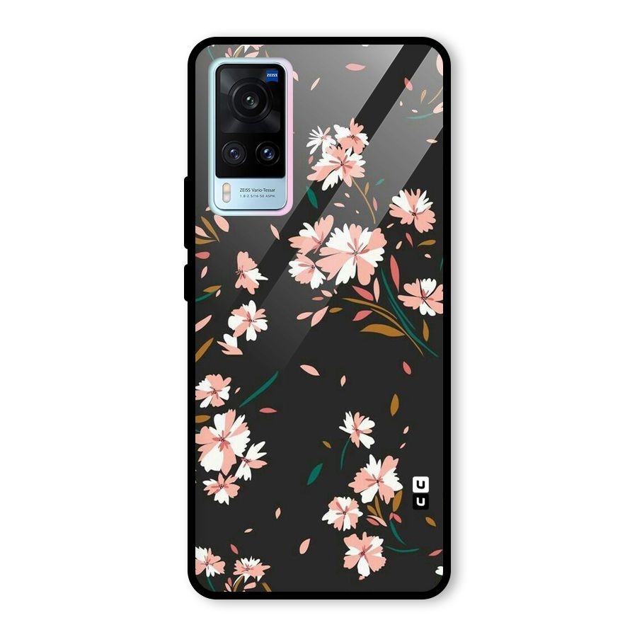 Floral Petals Peach Glass Back Case for Vivo X60