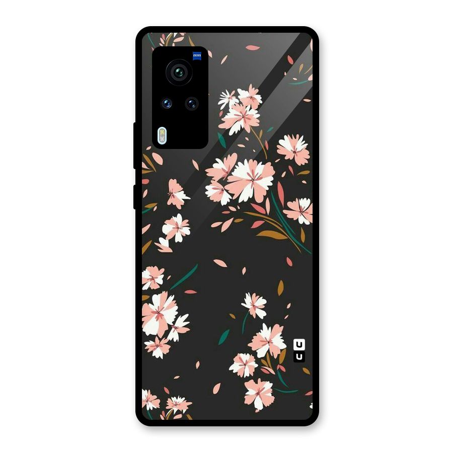 Floral Petals Peach Glass Back Case for Vivo X60 Pro