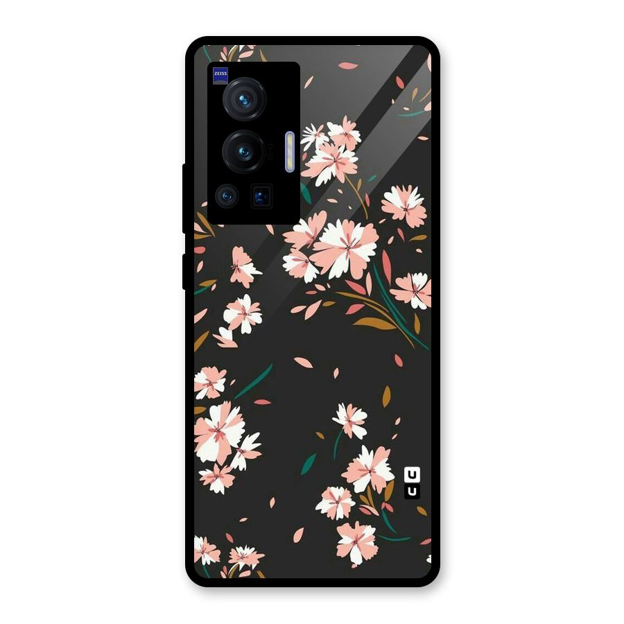 Floral Petals Peach Glass Back Case for Vivo X70 Pro