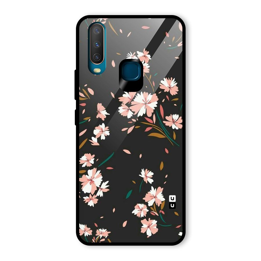 Floral Petals Peach Glass Back Case for Vivo Y17