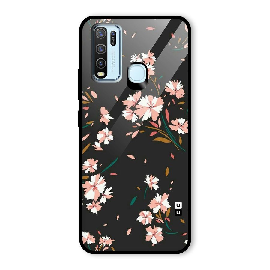 Floral Petals Peach Glass Back Case for Vivo Y50
