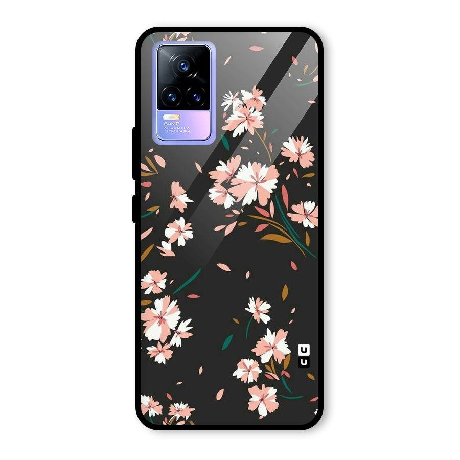 Floral Petals Peach Glass Back Case for Vivo Y73