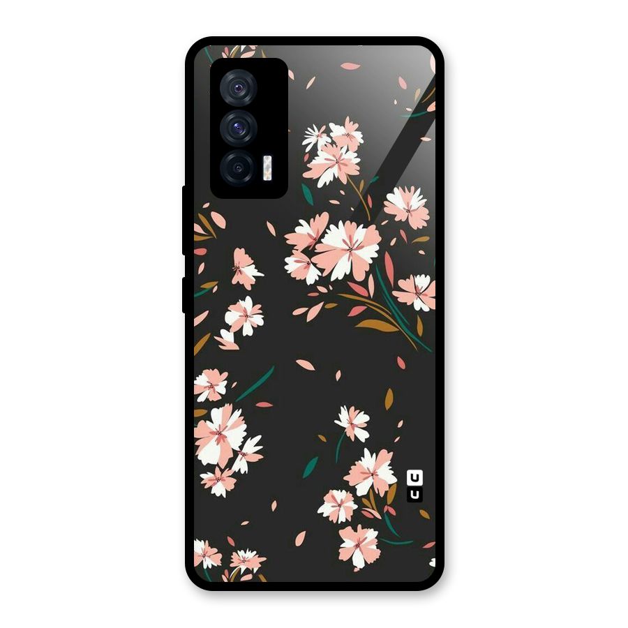 Floral Petals Peach Glass Back Case for Vivo iQOO 7 5G