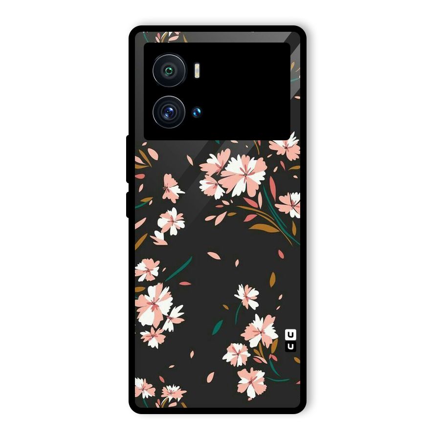 Floral Petals Peach Glass Back Case for Vivo iQOO 9 Pro