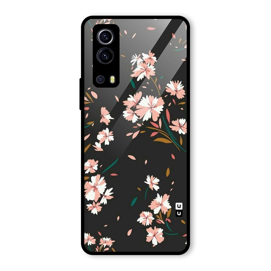 Floral Petals Peach Glass Back Case for Vivo iQOO Z3