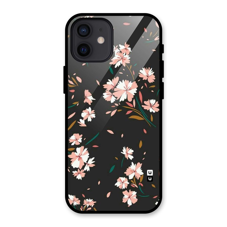 Floral Petals Peach Glass Back Case for iPhone 12