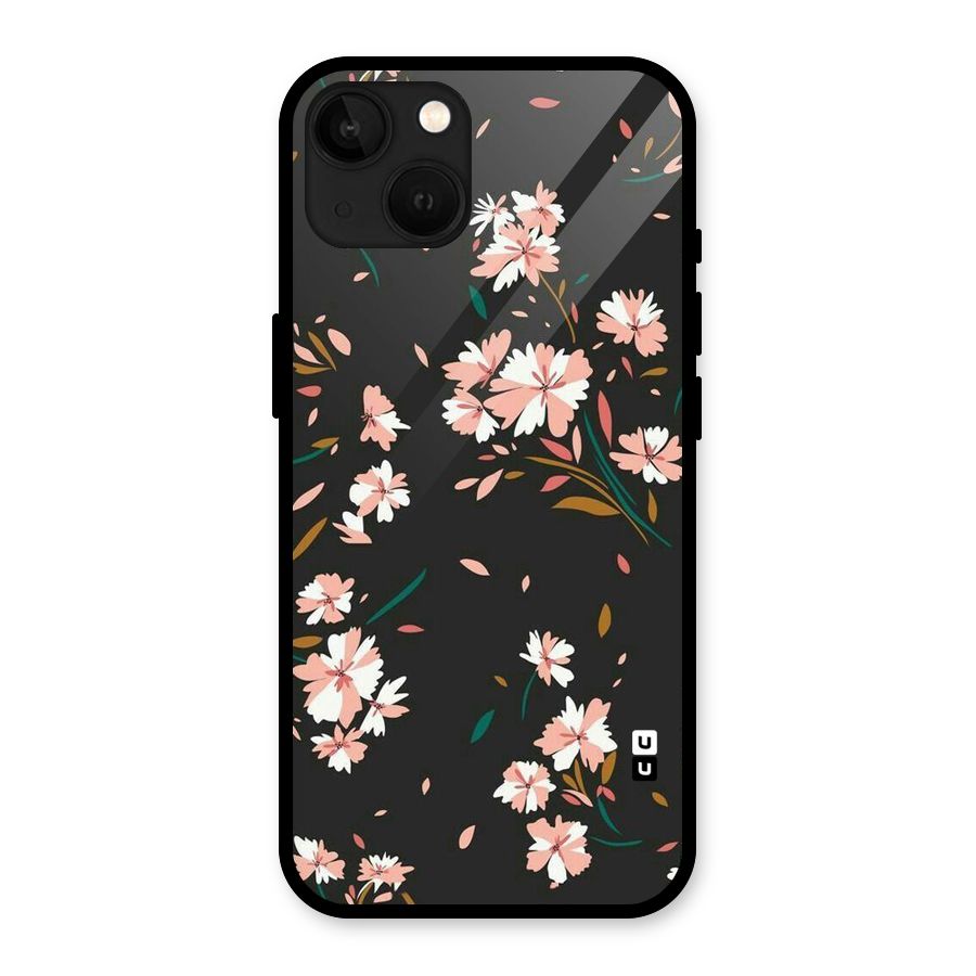 Floral Petals Peach Glass Back Case for iPhone 13