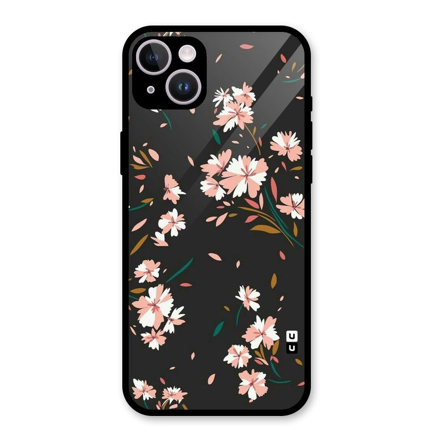 Floral Petals Peach Glass Back Case for iPhone 14 Plus
