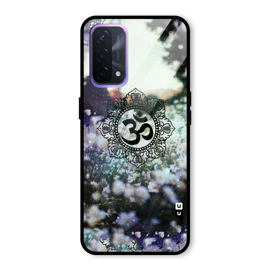 Floral Pray Glass Back Case for Oppo A74 5G