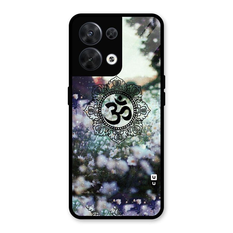 Floral Pray Glass Back Case for Oppo Reno8 5G