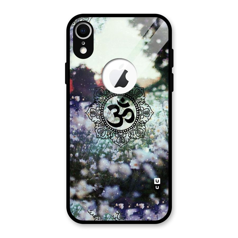 Floral Pray Glass Back Case for iPhone XR Logo Cut