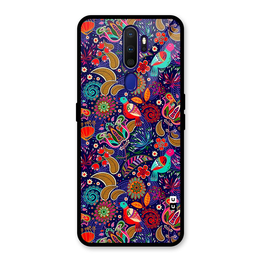 Floral Seamless Pattern Spring Flowers Glass Back Case for Oppo A9 (2020)