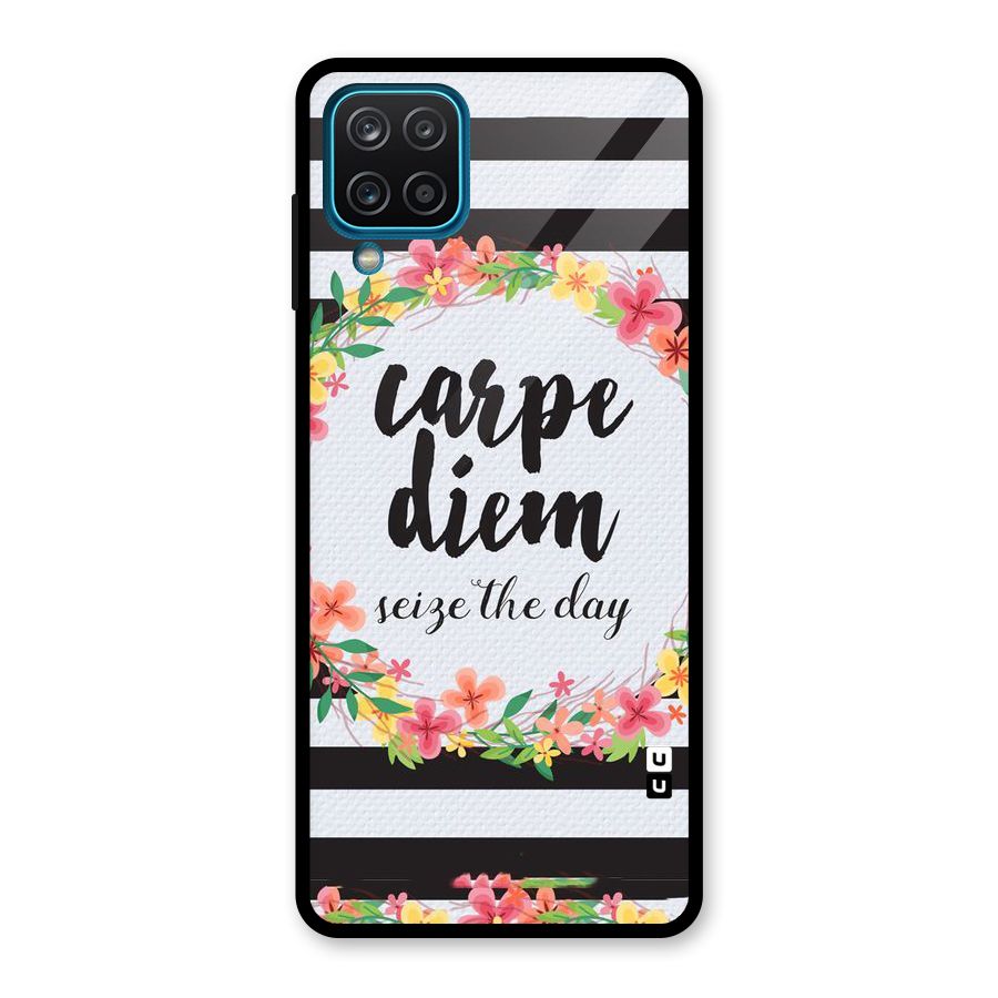 Floral Seize The Day Glass Back Case for Galaxy A12