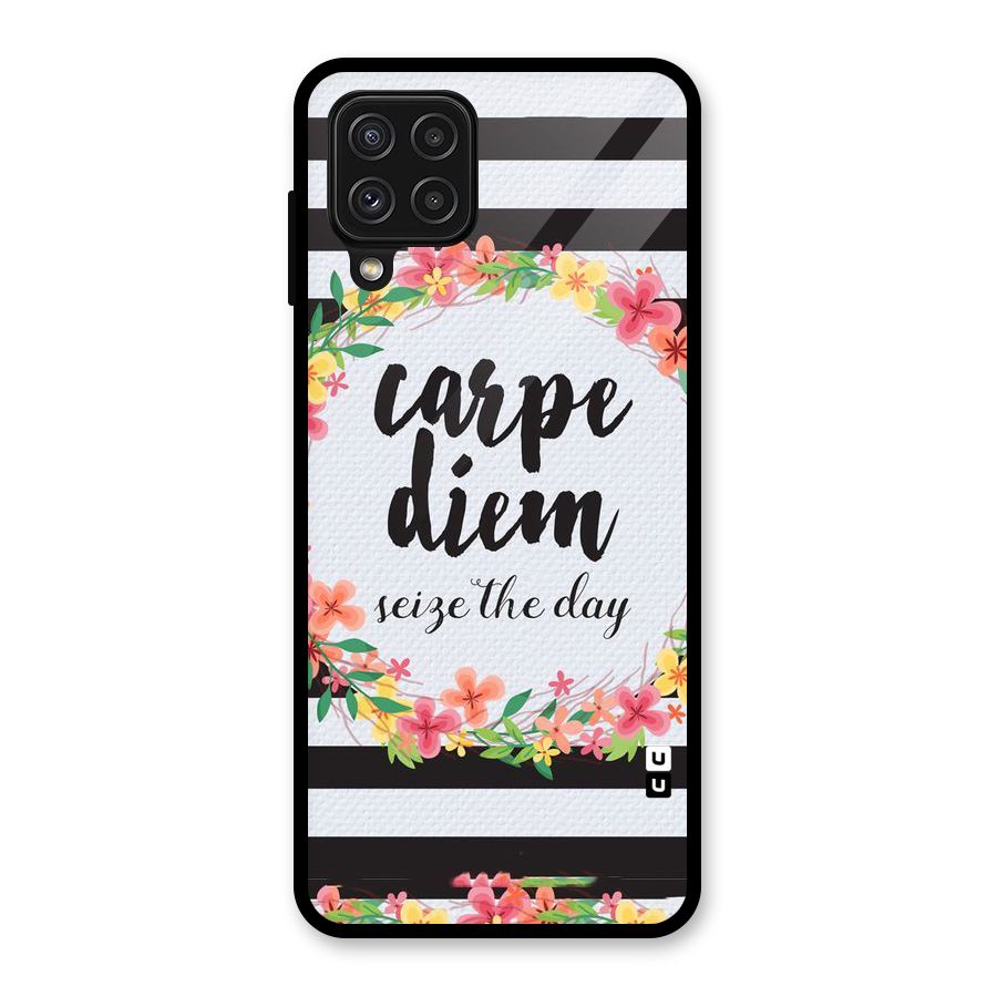 Floral Seize The Day Glass Back Case for Galaxy A22 4G