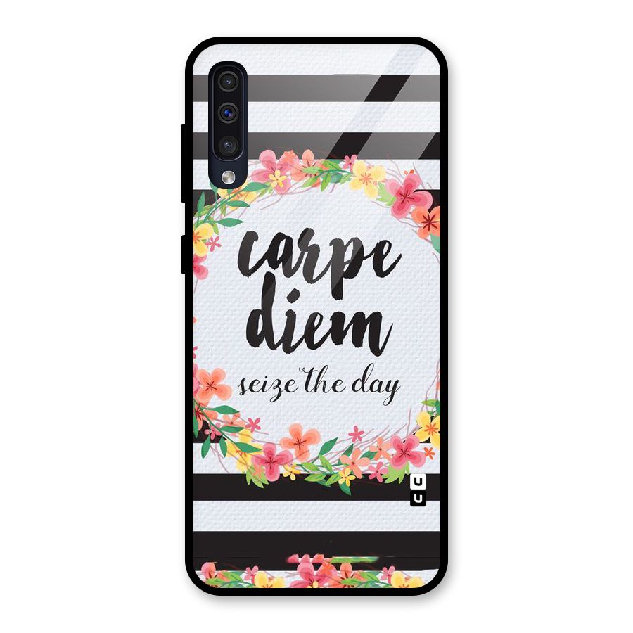 Floral Seize The Day Glass Back Case for Galaxy A50