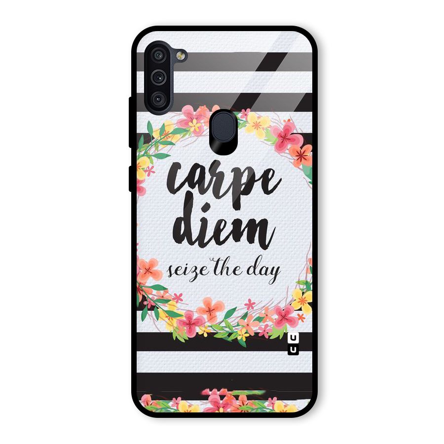 Floral Seize The Day Glass Back Case for Galaxy M11