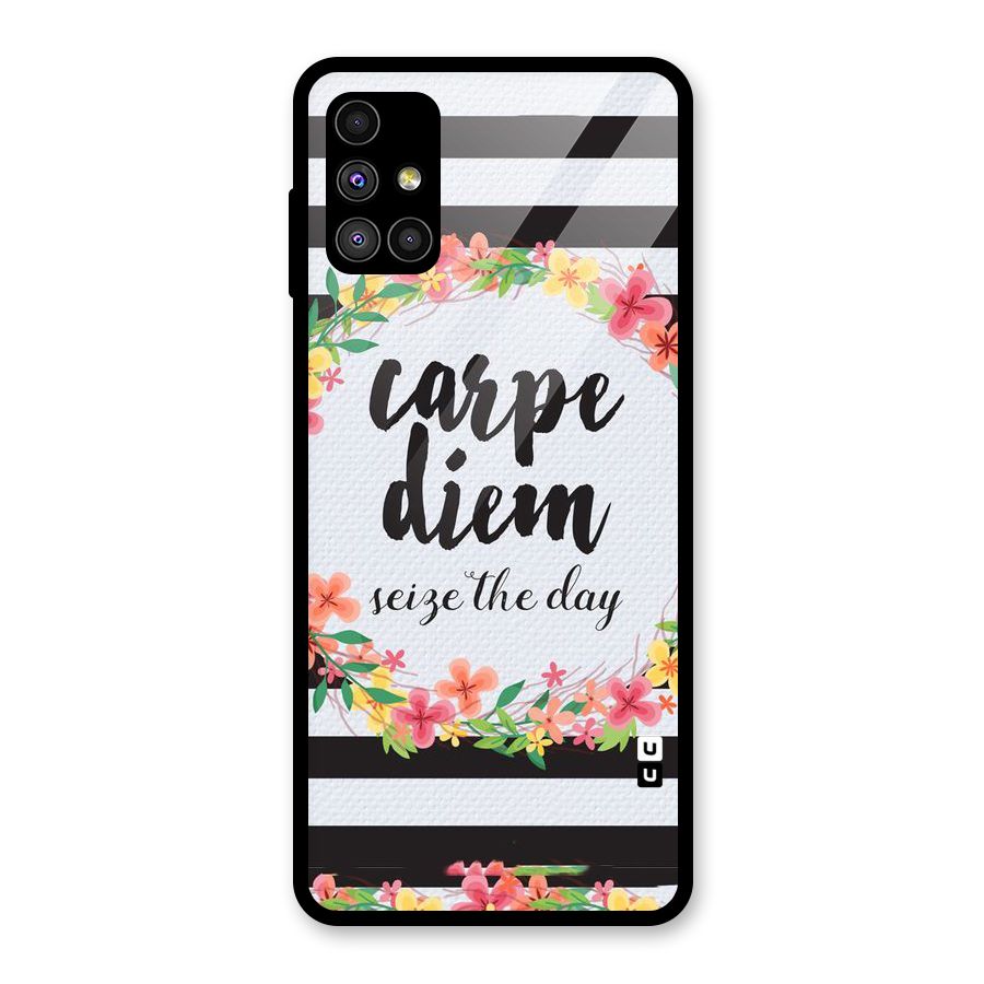 Floral Seize The Day Glass Back Case for Galaxy M51