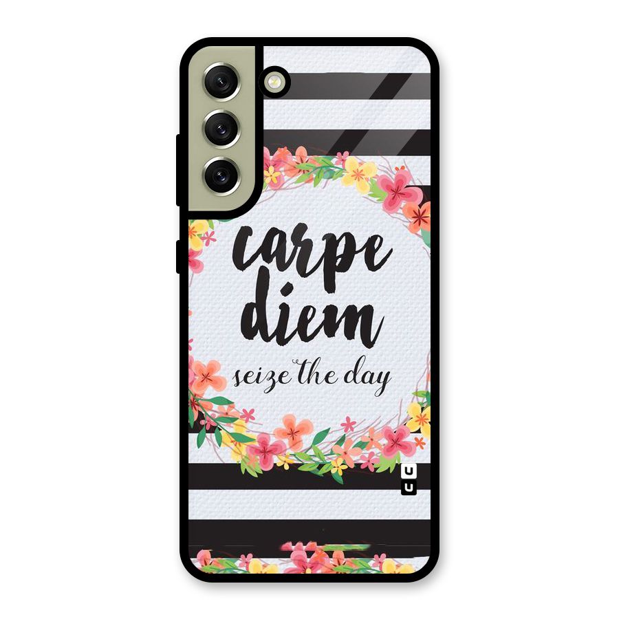 Floral Seize The Day Glass Back Case for Galaxy S21 FE 5G