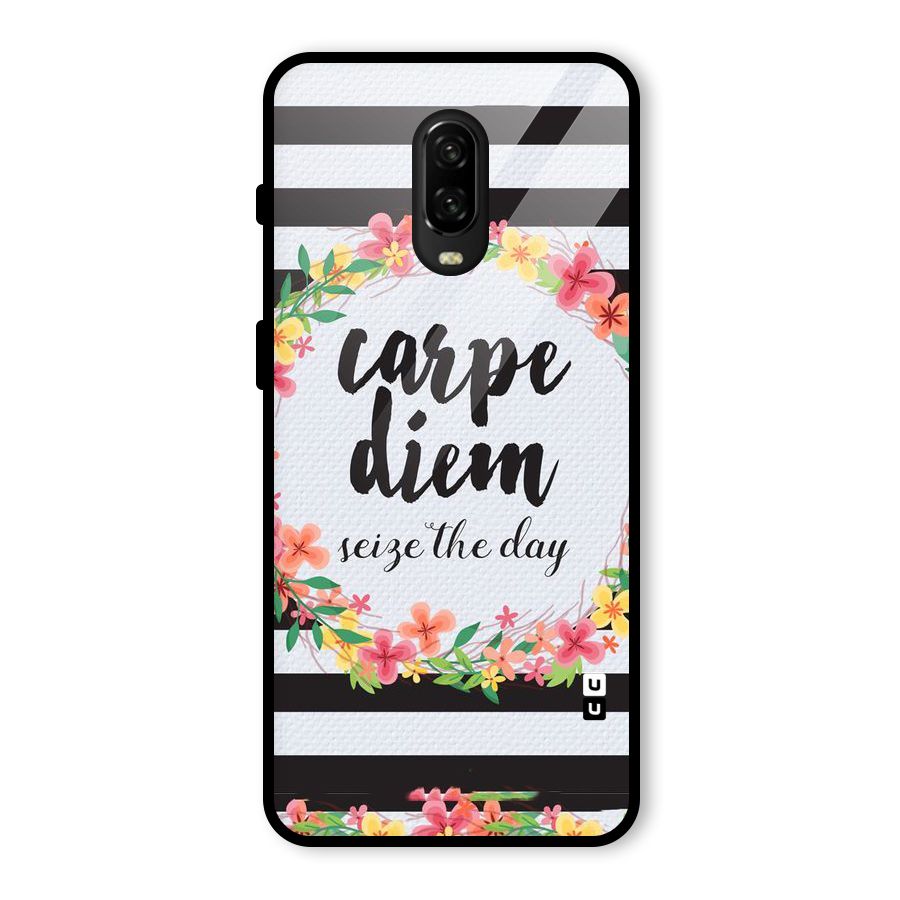 Floral Seize The Day Glass Back Case for OnePlus 6T