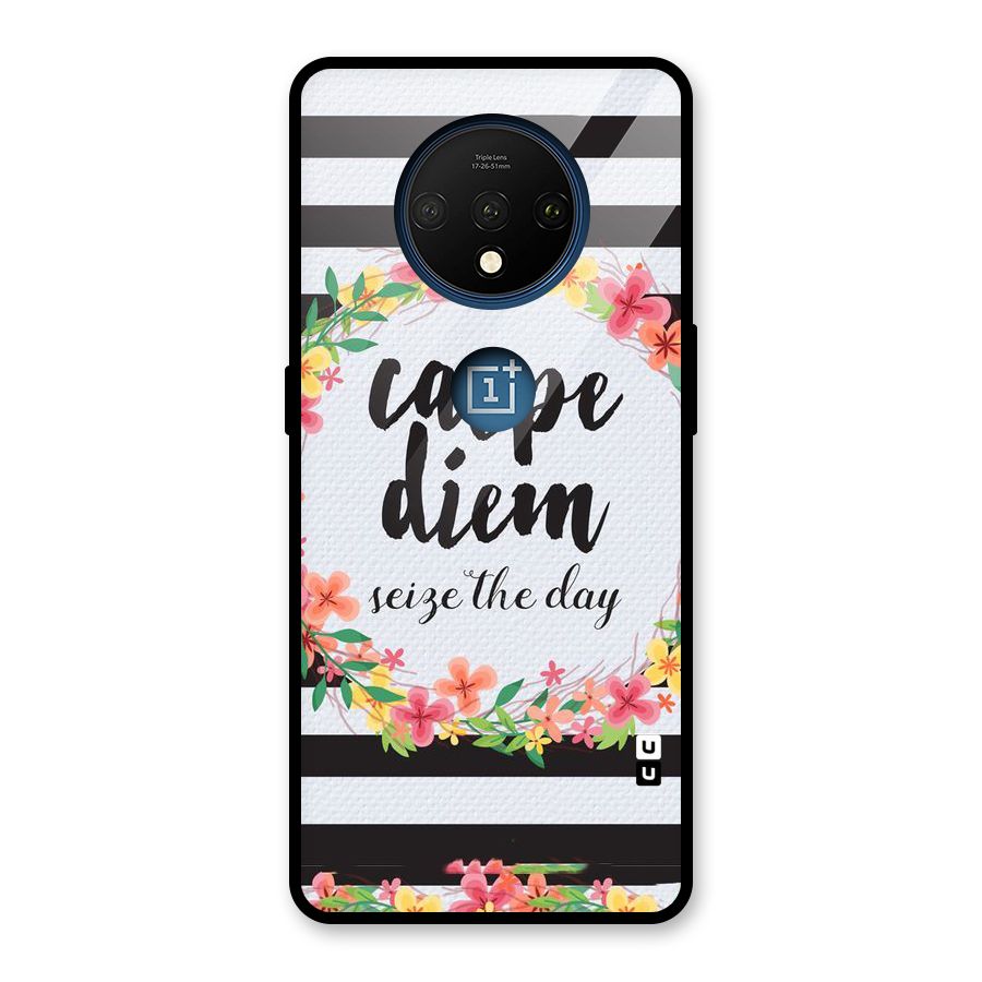 Floral Seize The Day Glass Back Case for OnePlus 7T