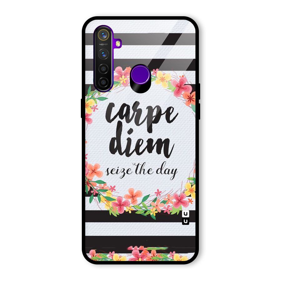 Floral Seize The Day Glass Back Case for Realme 5 Pro