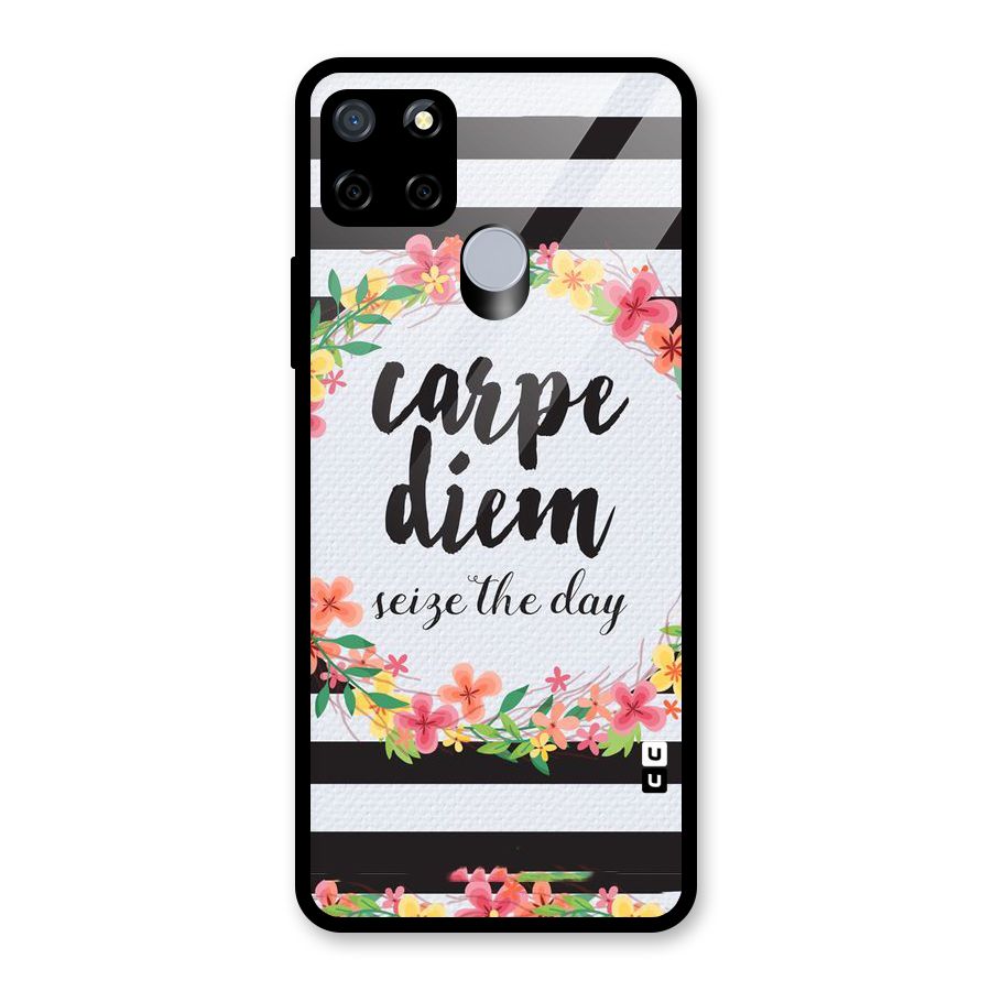 Floral Seize The Day Glass Back Case for Realme C15