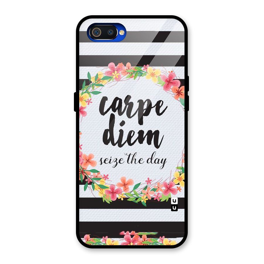 Floral Seize The Day Glass Back Case for Realme C2