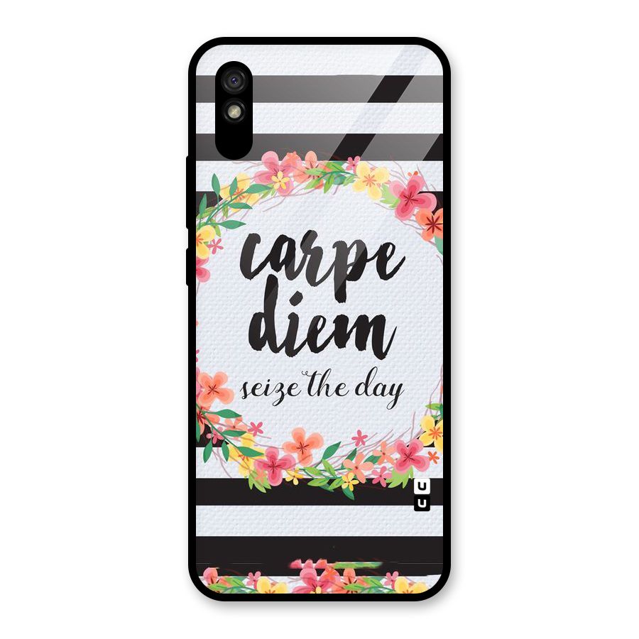 Floral Seize The Day Glass Back Case for Redmi 9i