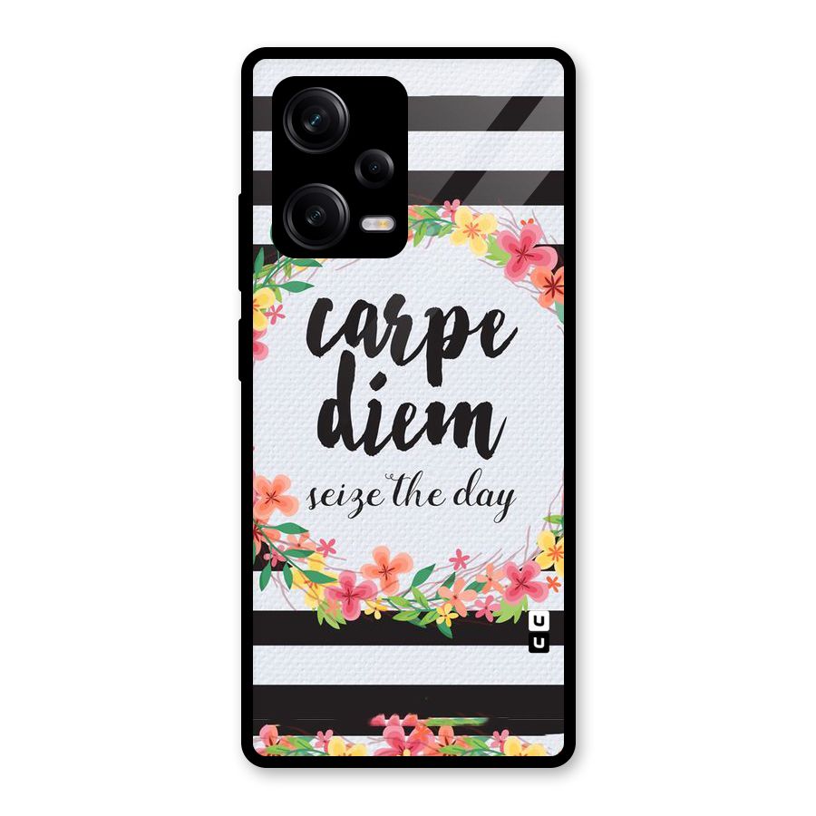 Floral Seize The Day Glass Back Case for Redmi Note 12 Pro