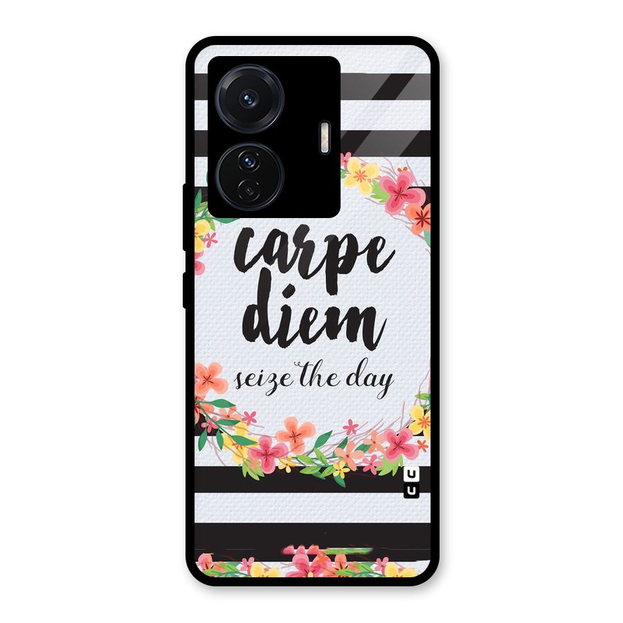 Floral Seize The Day Glass Back Case for Vivo T1 Pro