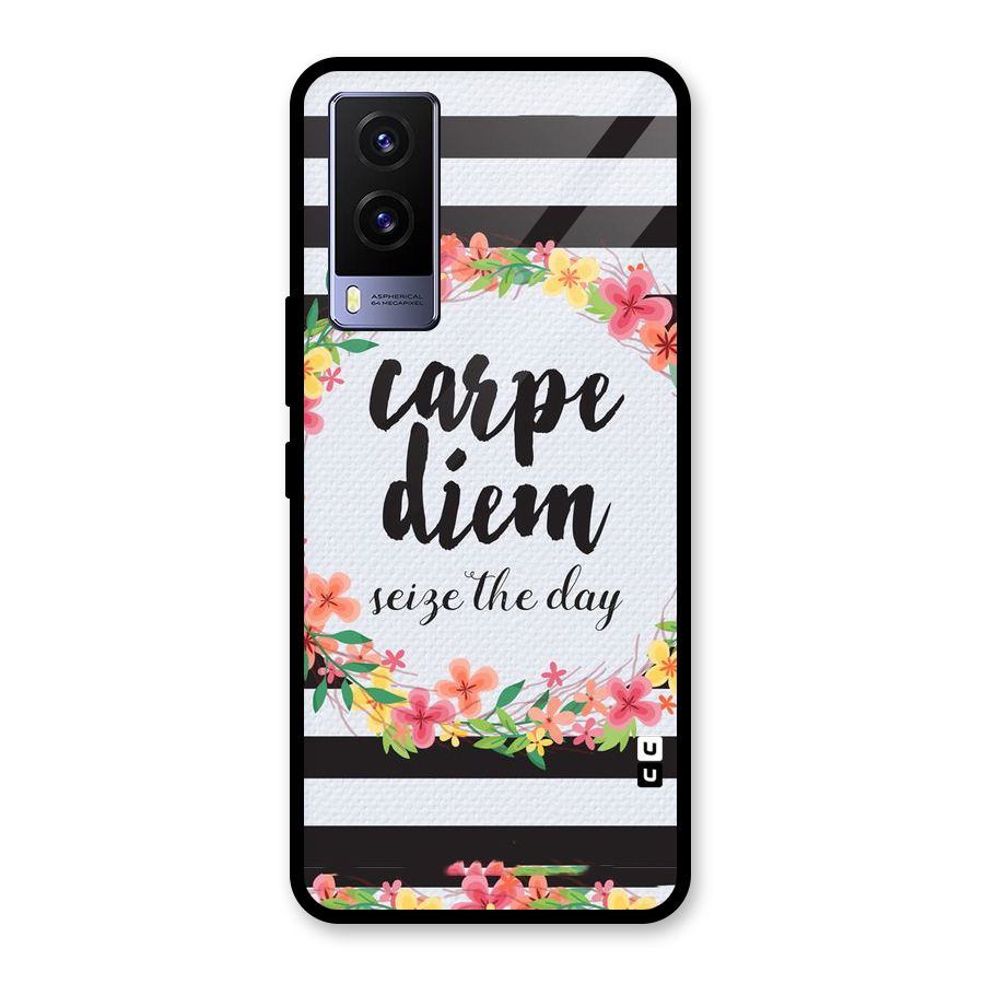 Floral Seize The Day Glass Back Case for Vivo V21e 5G